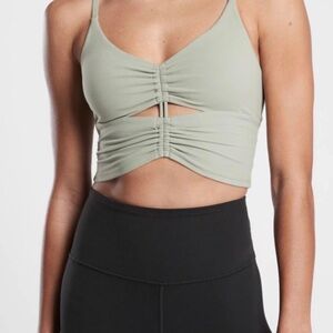 Athleta Olive Green Ruched Crop Top